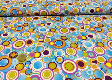 Crazy Dots cotton blue fabric with dots in various sizes